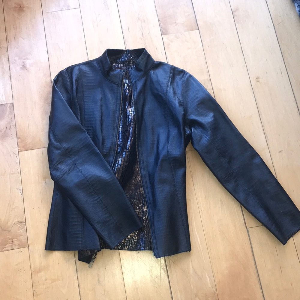 Reversible faux leather/snake skin jacket